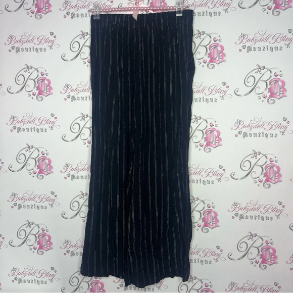 Wilfred pants capris linen wide leg light weight pin striped with bow tie up - Picture 3 of 8